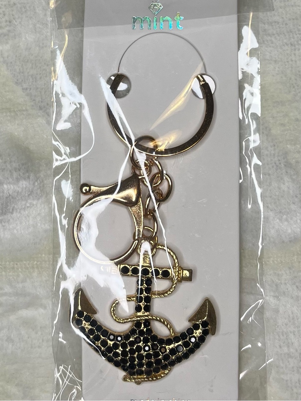 Mint Gold Anchor Key & Card Holder with Black Accents